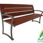 Wood Slatted Bench with Back