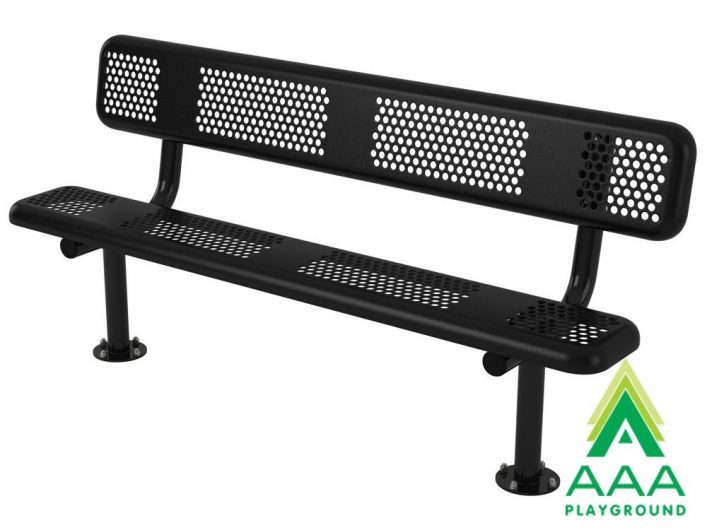 Perforated Style Park Bench With Back