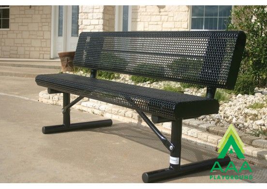 AAA Playground Honeycomb Steel Rolled Edge Bench with Back