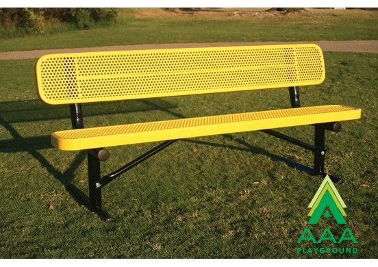 AAA Playground Honeycomb Steel Park Bench with Back