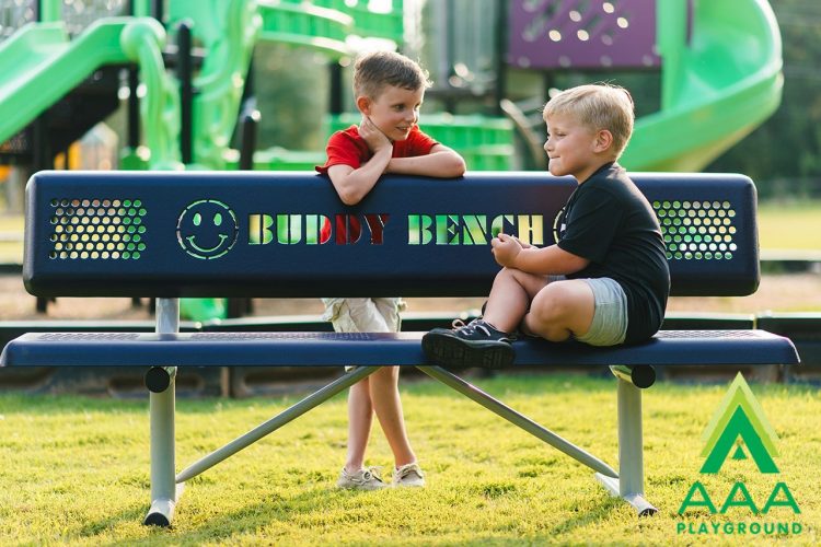 6 foot long Smiles Buddy Bench with Perforated Steel with Back