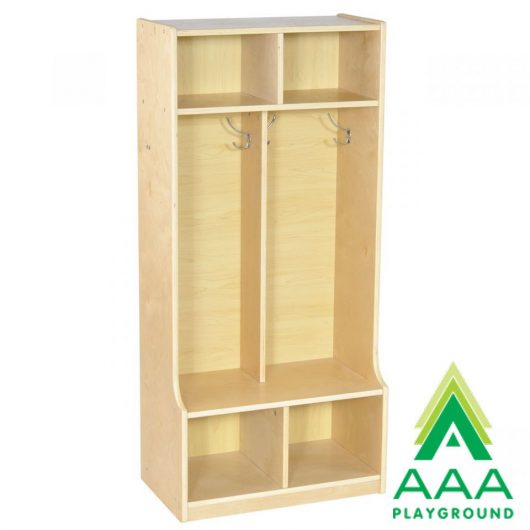 AAA Playground 2-Section Birch Straight Coat Locker with Bench