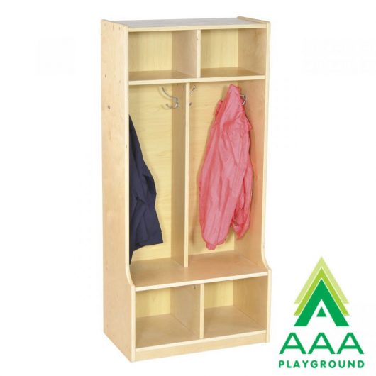 AAA Playground 2-Section Birch Straight Coat Locker with Bench